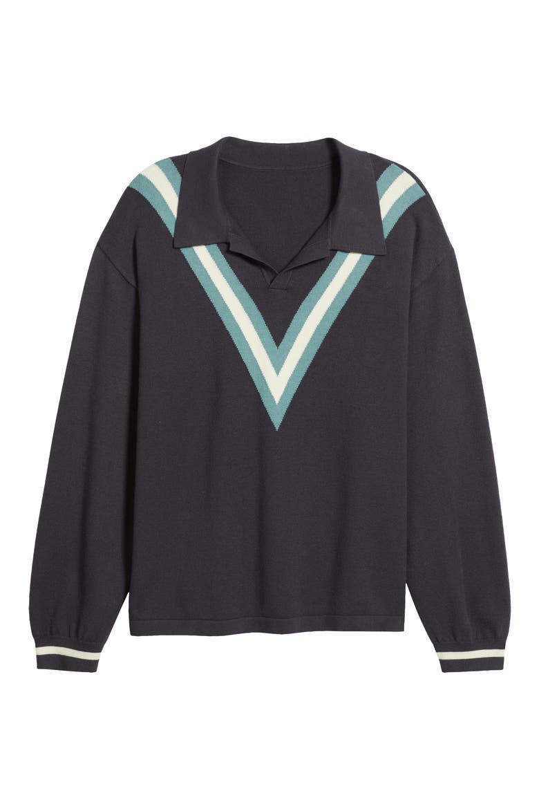 Stripe Polo Sweater, Alternate, color, GREY