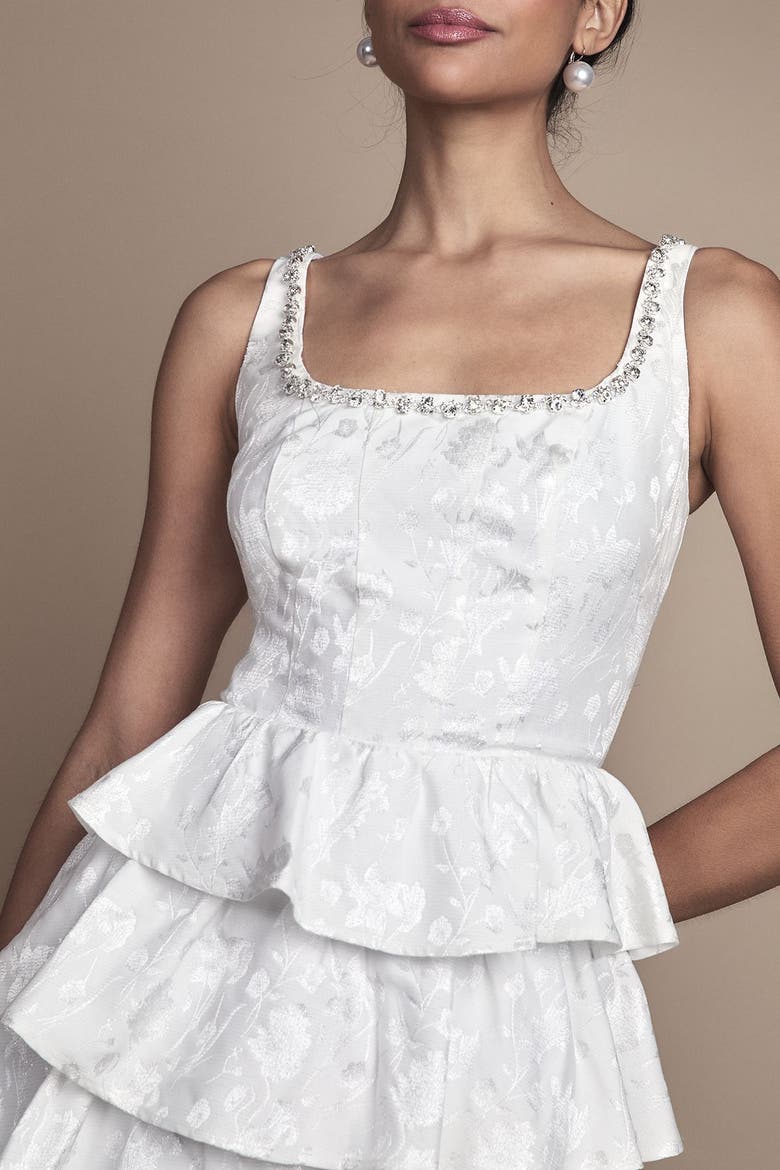 Ruffle Hem Mini Wedding Dress, Alternate, color, Ivory