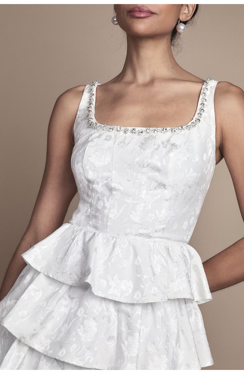 Coast Ruffle Hem Mini Wedding Dress, Alternate, color, Ivory