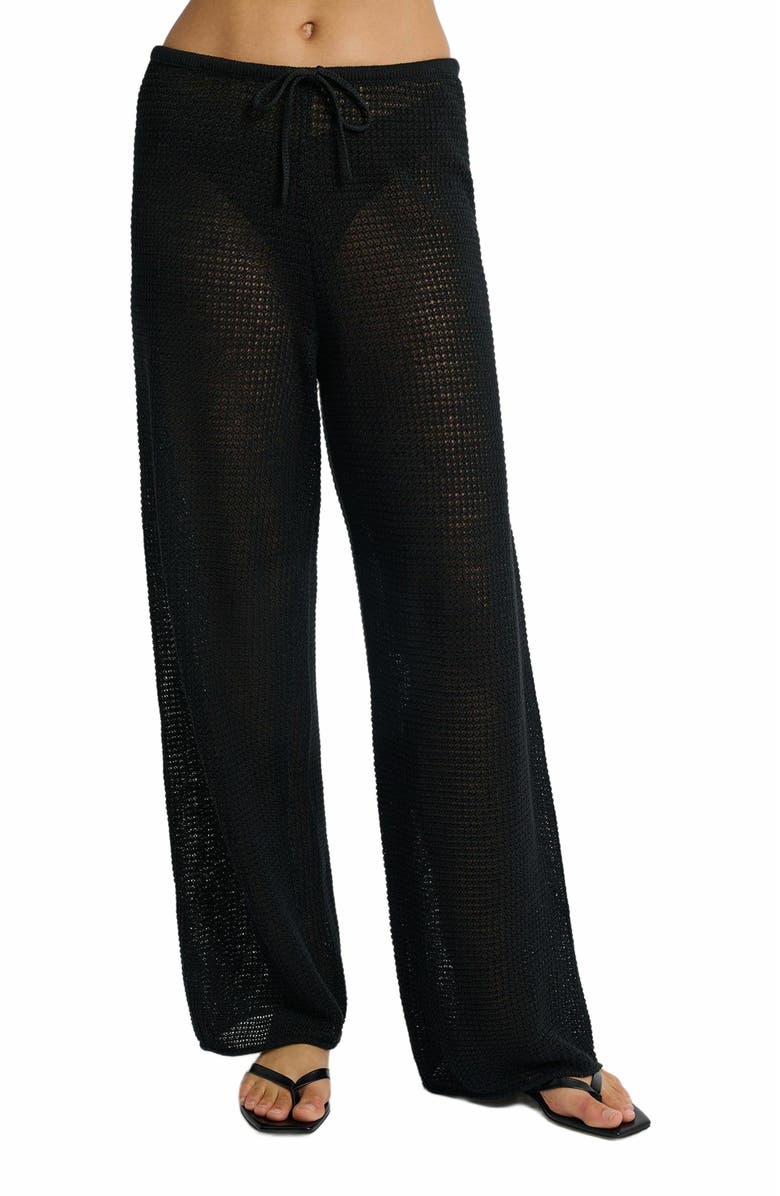 Onia Linen Knit Drawstring Pant, Alternate, color, Black