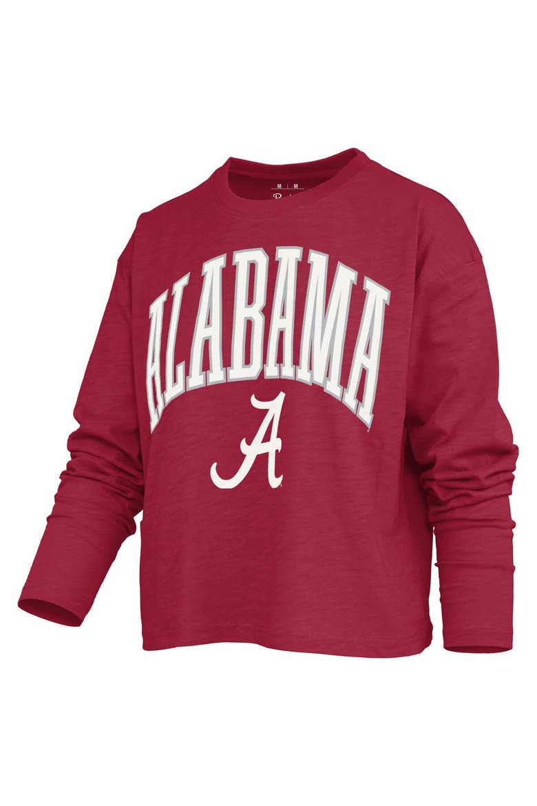 Women's Pressbox Crimson Alabama Crimson Tide Motley Boxy Waist-Length Long Sleeve T-Shirt, Alternate, color, Crimson