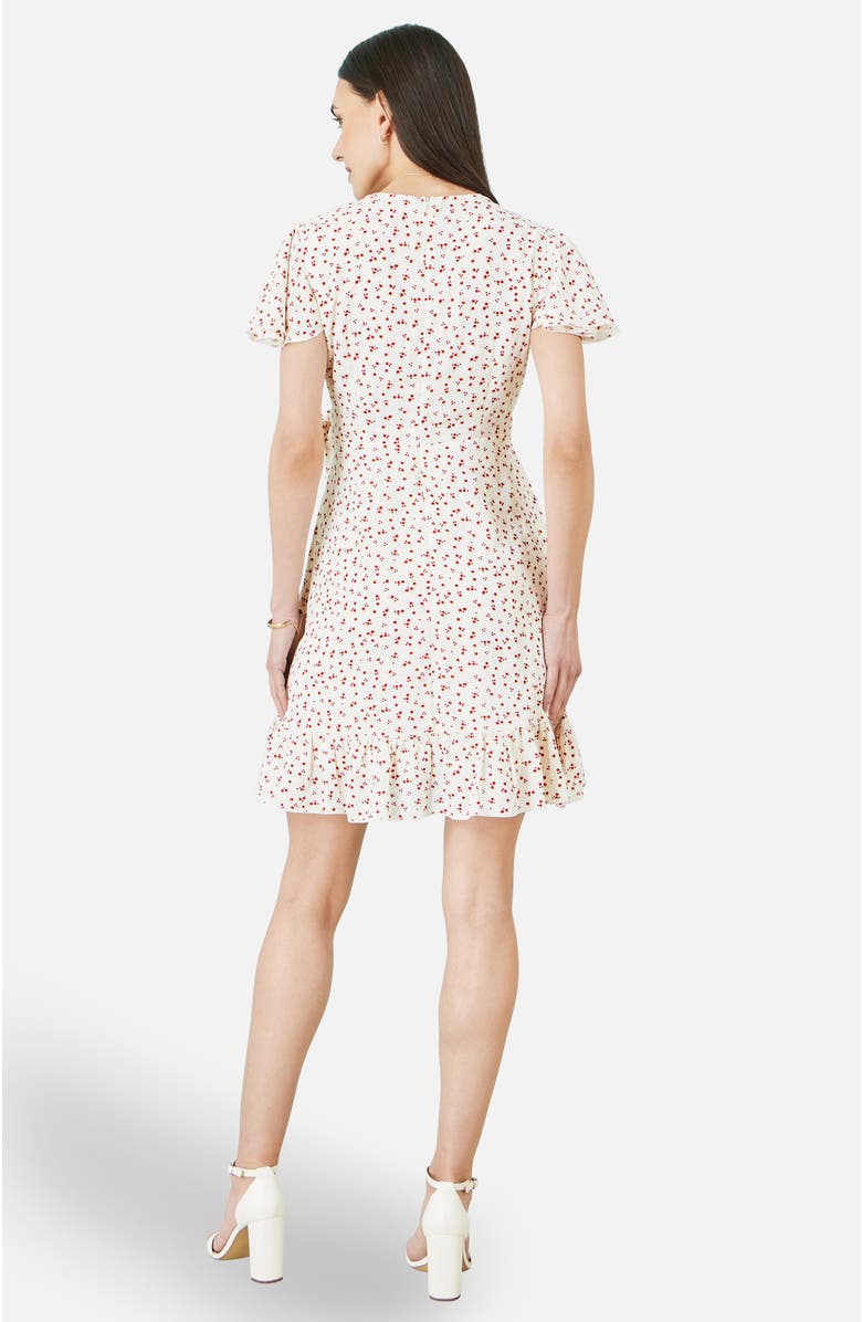 Yumi Ditsy Print Frill Wrap Dress, Alternate, color, White