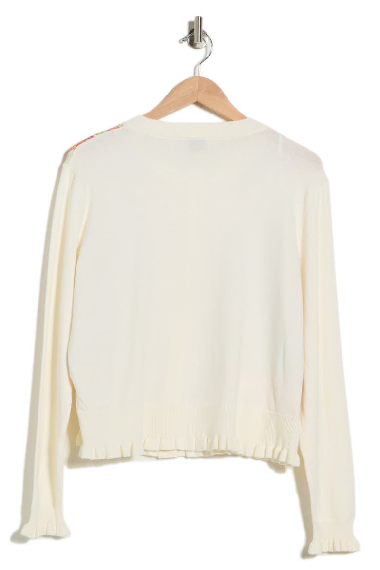 Mix Print Sweater Cardigan, Alternate, color, IVORY/ GOLD W/ CHINTZ FLRL PRT