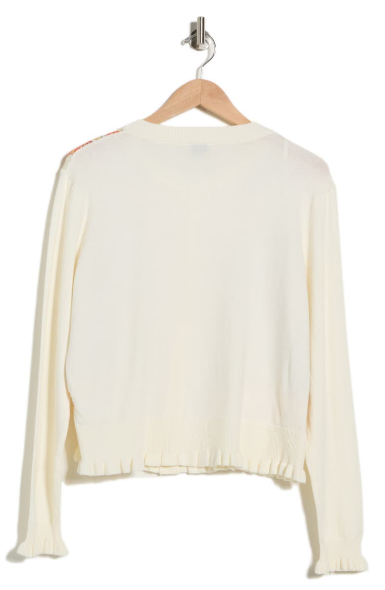 ELIE ELIE TAHARI Mix Print Sweater Cardigan, Alternate, color, Ivory/ Gold W/ Chintz Flrl Prt