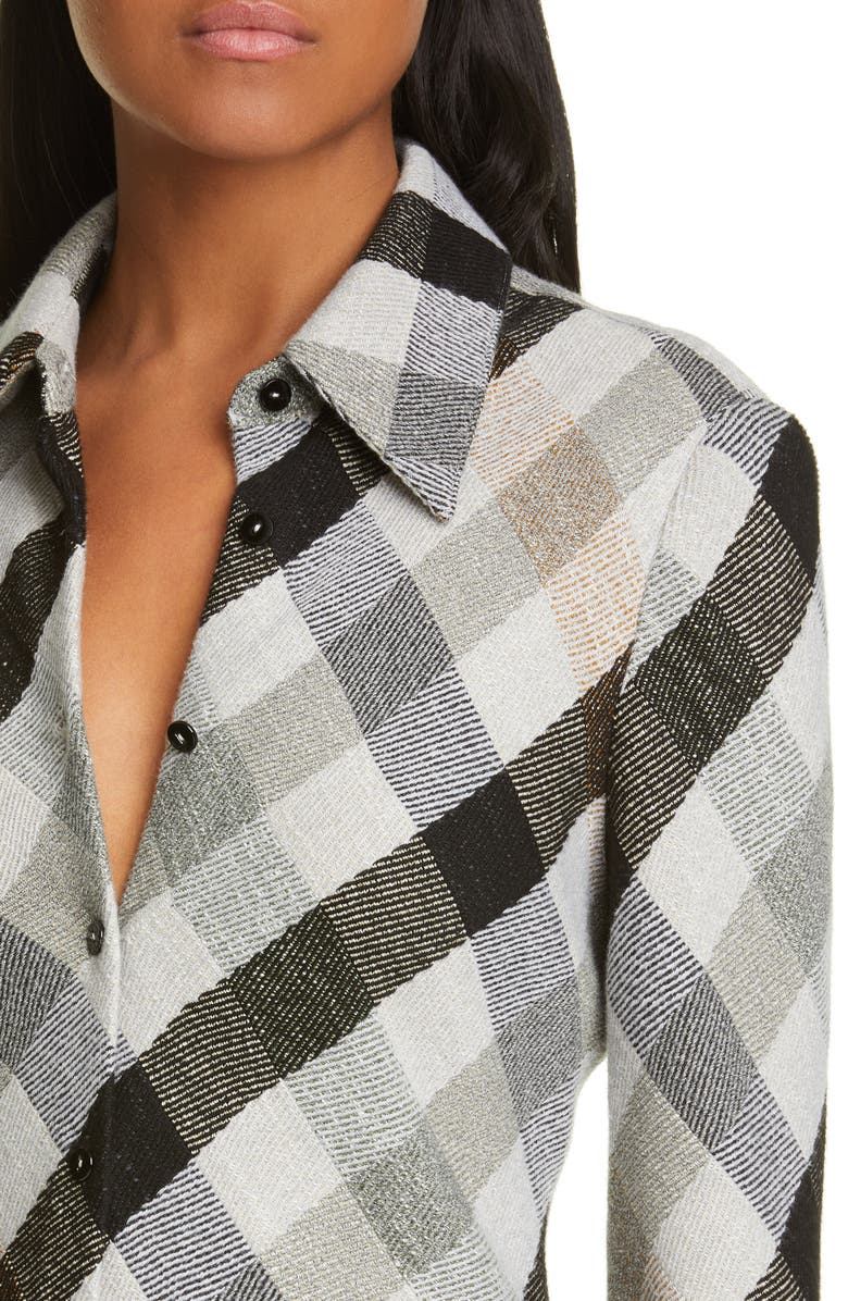 Rosetta Getty Plaid Long Sleeve Mouline Midi Shirtdress, Alternate, color, 