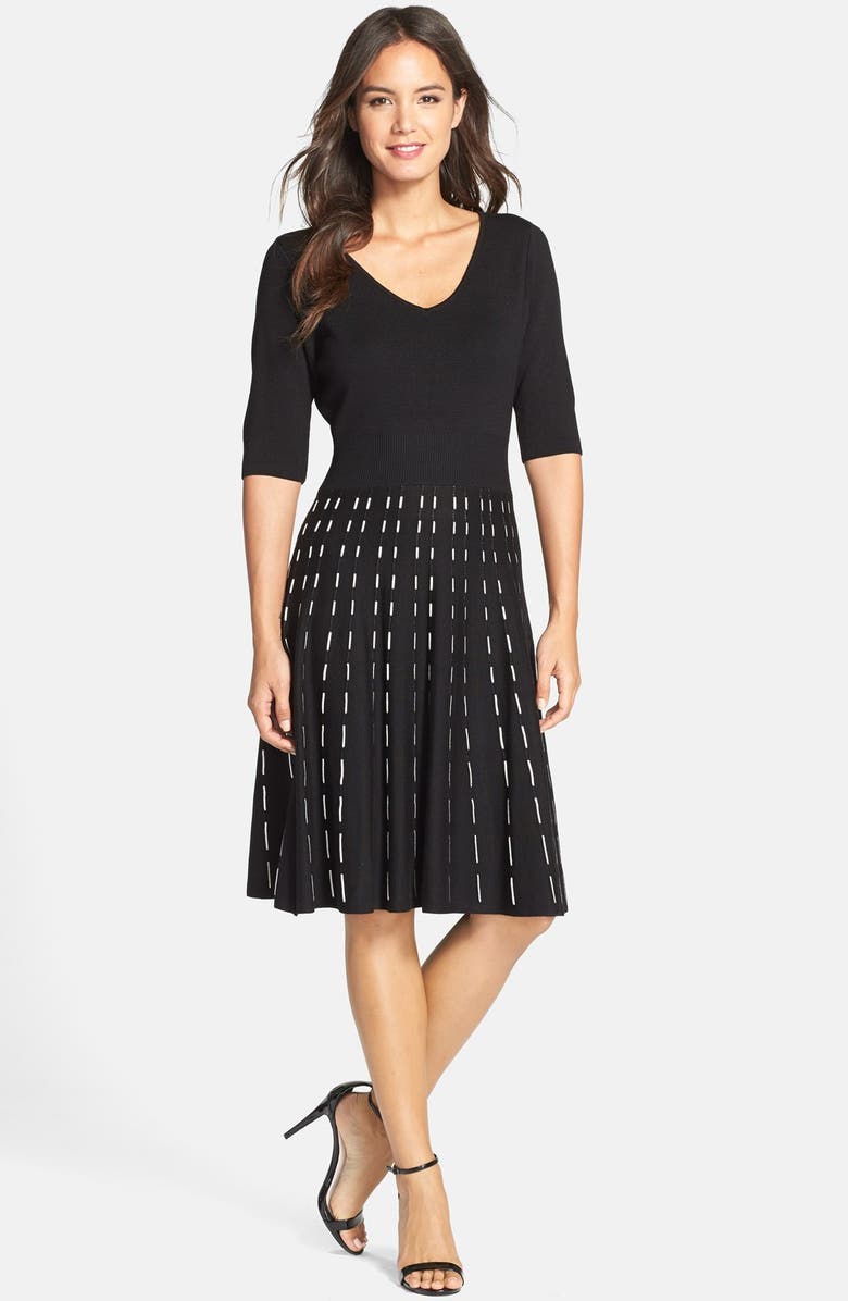 Taylor Dresses Knit Fit & Flare Sweater Dress, Alternate, color, 