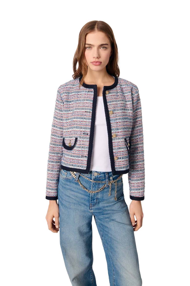 Short tweed jacket, Main, color, Blue / red