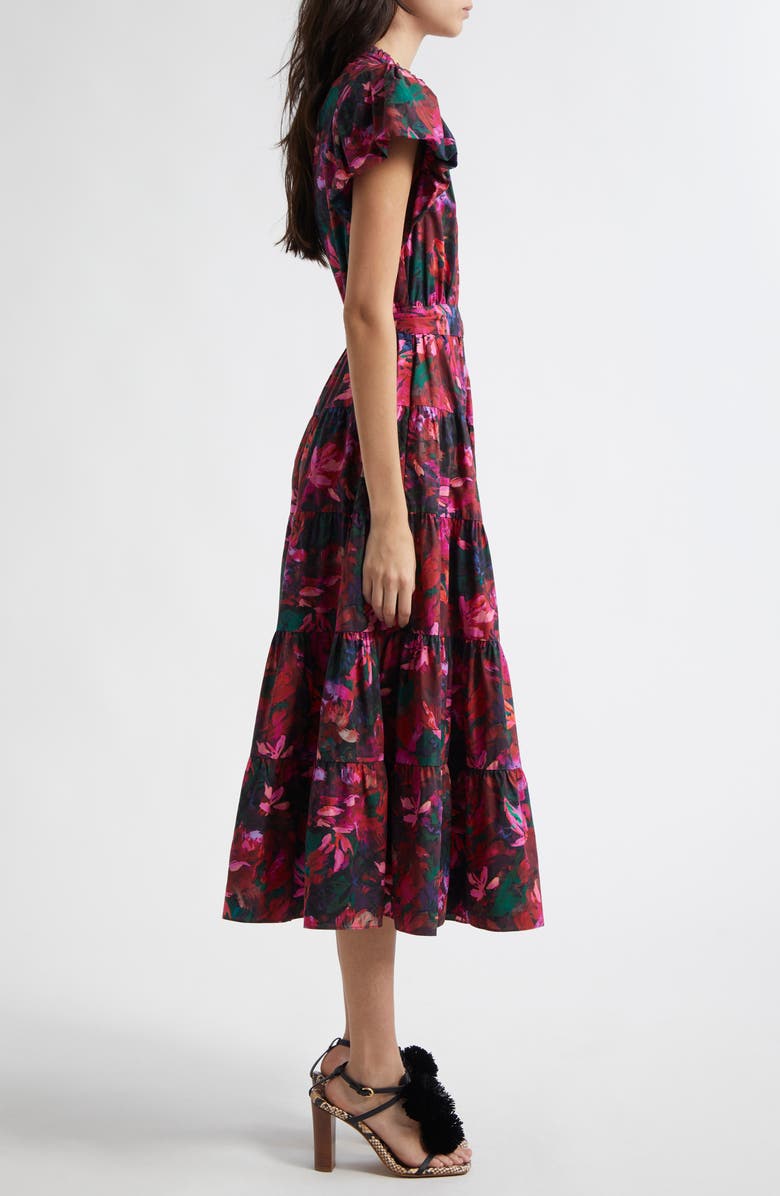 Ulla Johnson Ottilie Puff Sleeve Cotton Maxi Dress, Alternate, color, Hibiscus