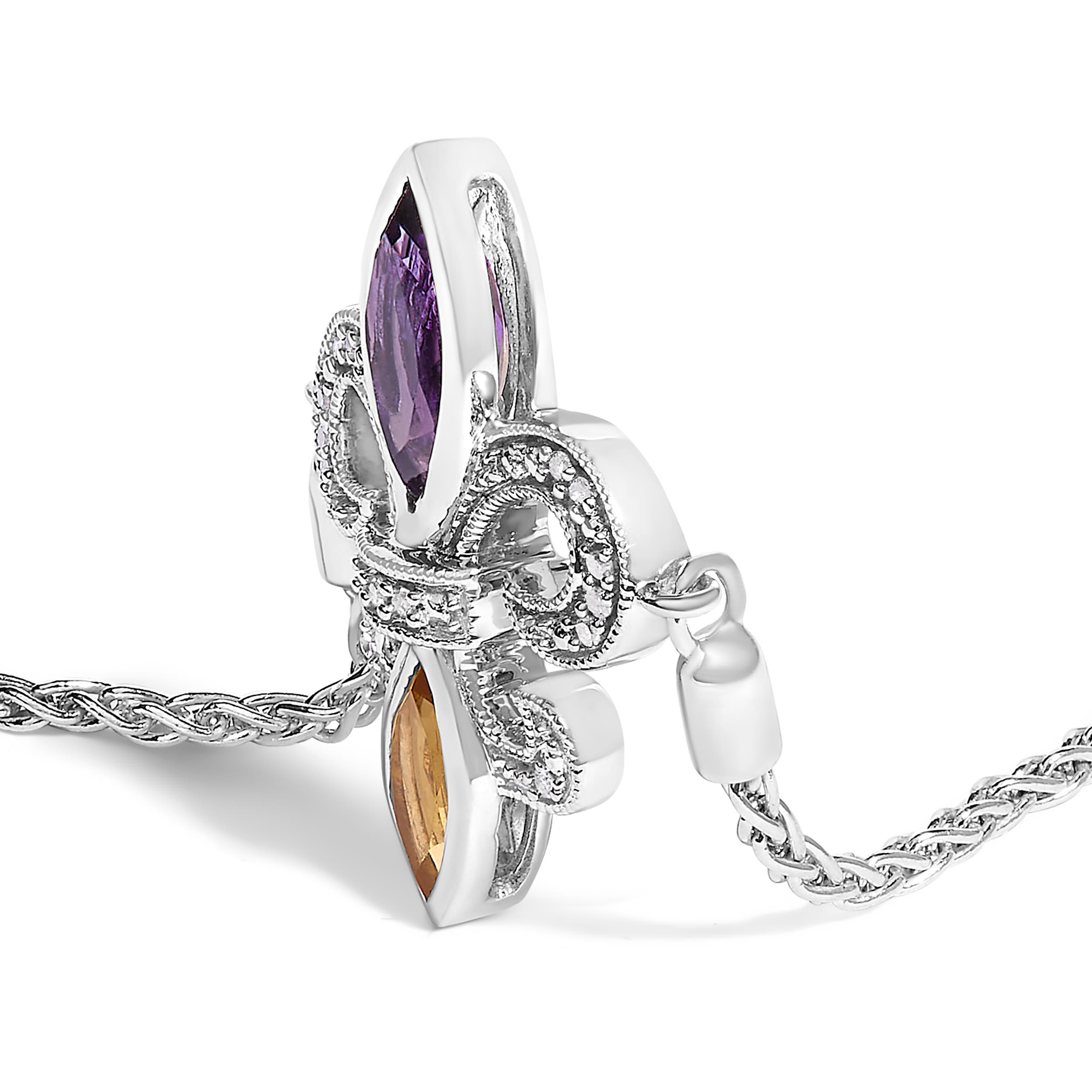Haus of Brilliance Silver Marquise Amethyst, Citrine and Diamond Lariat ...