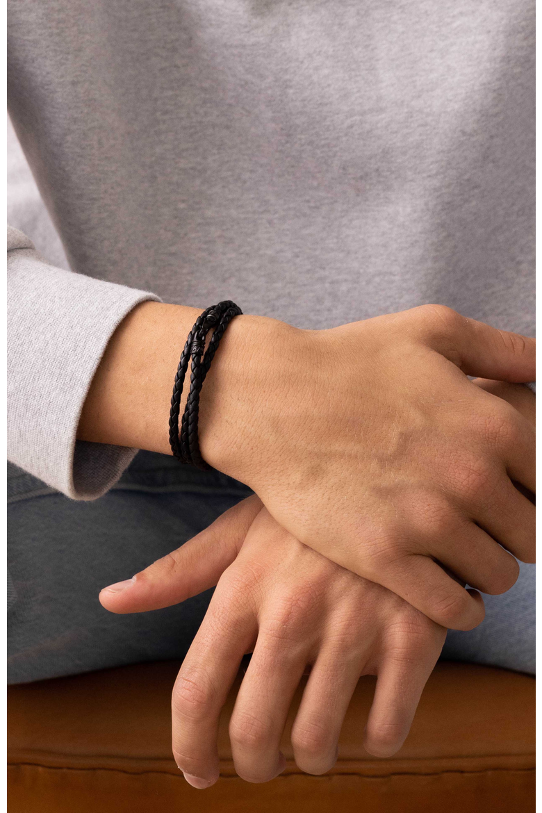 Wrap Around Leather Bracelet, Alternate, color, Black
