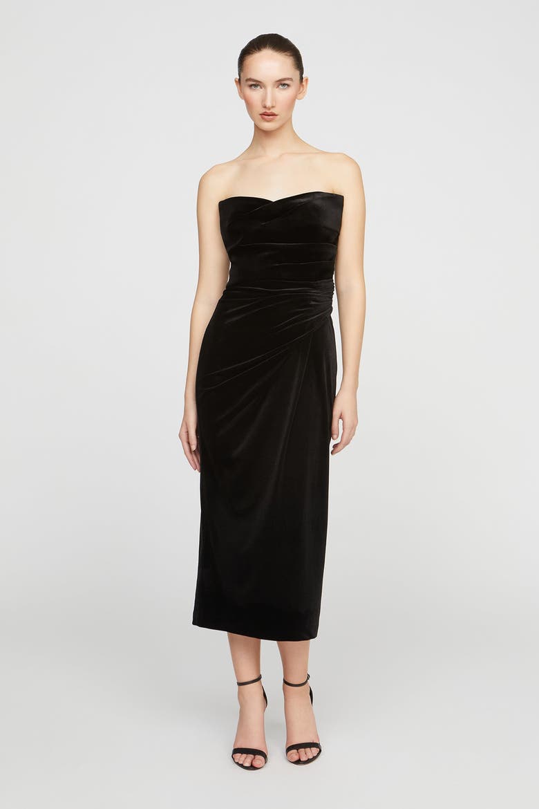 Imara Velvet Midi Dress, Alternate, color, Black