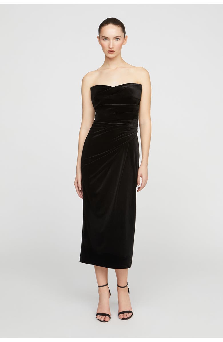 HALSTON Imara Velvet Midi Dress, Alternate, color, Black