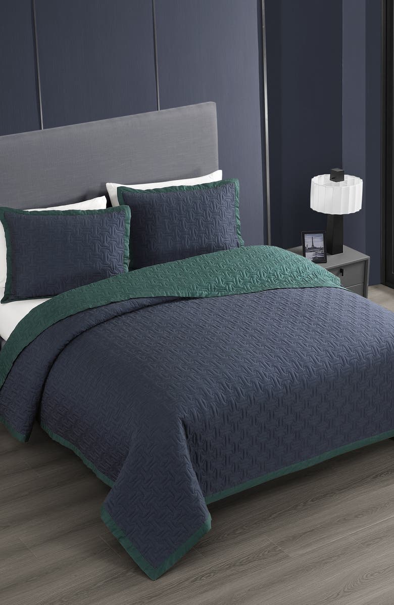 Bebejan 3-Piece Reversible Quilted Coverlet Set, Alternate, color, Navy