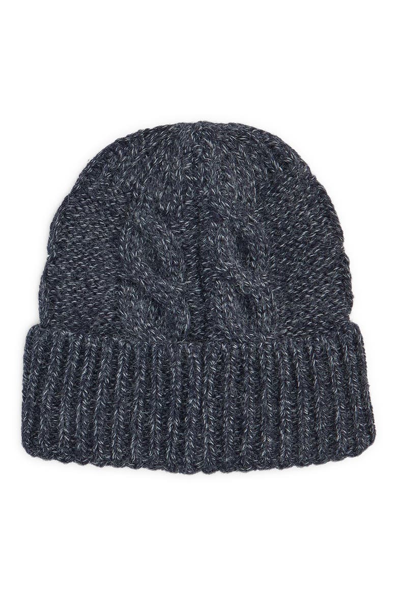 Jesmond Cable Stitch Scarf & Beanie Set, Alternate, color, NAVY