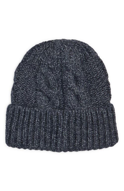 Barbour Jesmond Cable Stitch Scarf & Beanie Set In Blue