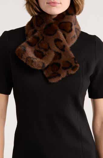 La Fiorentina Animal Print Faux Fur Pull-Through Scarf