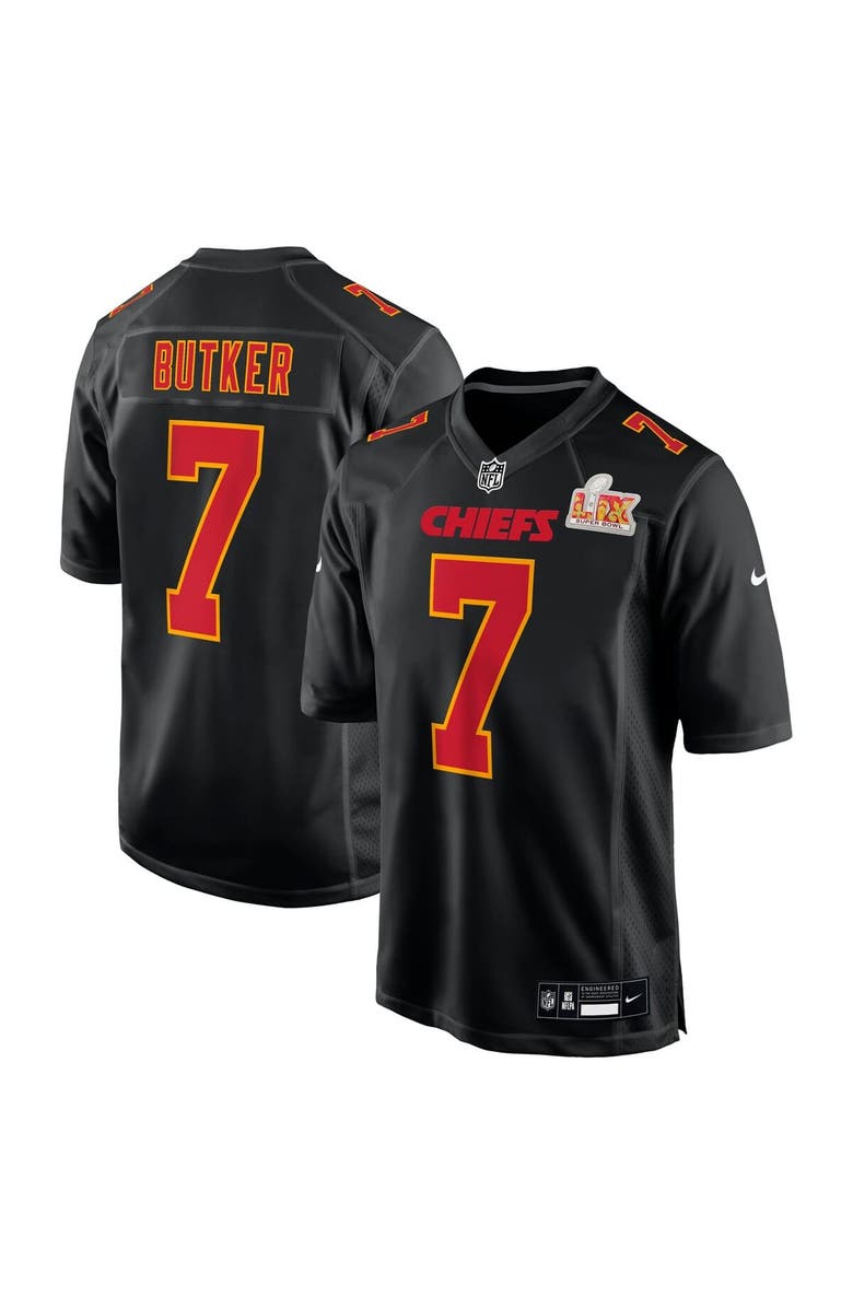 Nike Men's Nike Harrison Butker Carbon Black Kansas City Chiefs Super Bowl LIX Fashion Game Jersey, Main, color, 