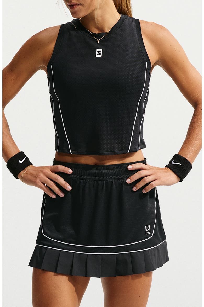 Court Pointelle Mesh Performance Racerback Crop Tank, Main, color, BLACK/ WHITE