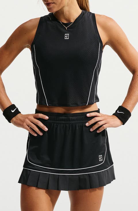 Court Pointelle Mesh Performance Racerback Crop Tank