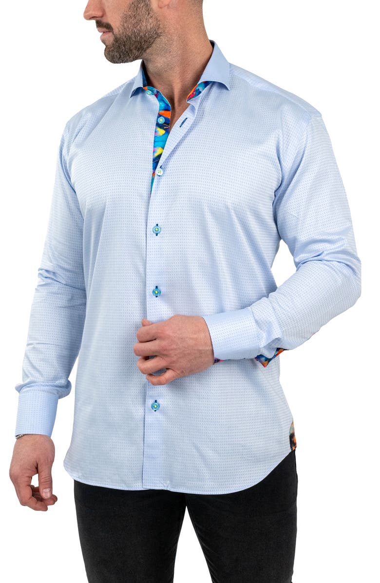 Maceoo Einstein Jacqinfinity Blue Button-Up Shirt, Alternate, color,