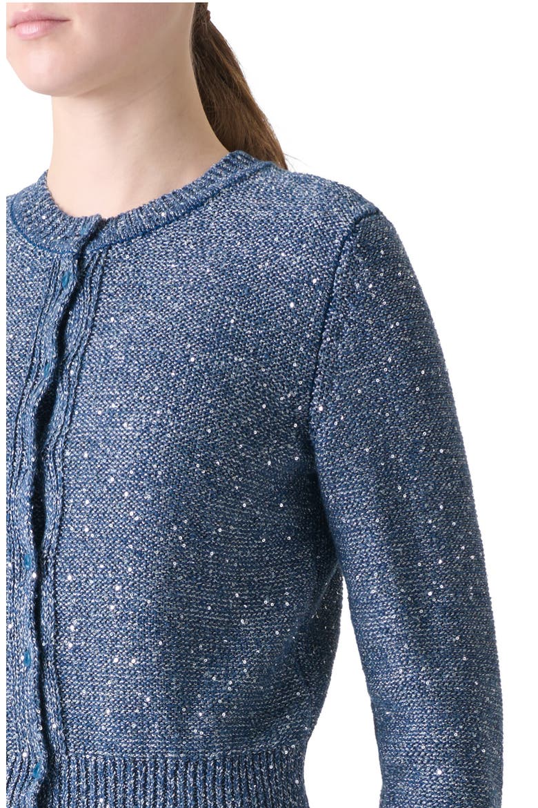 Sequin Knit Linen Blend Cardigan, Alternate, color, GRANITE BLUE