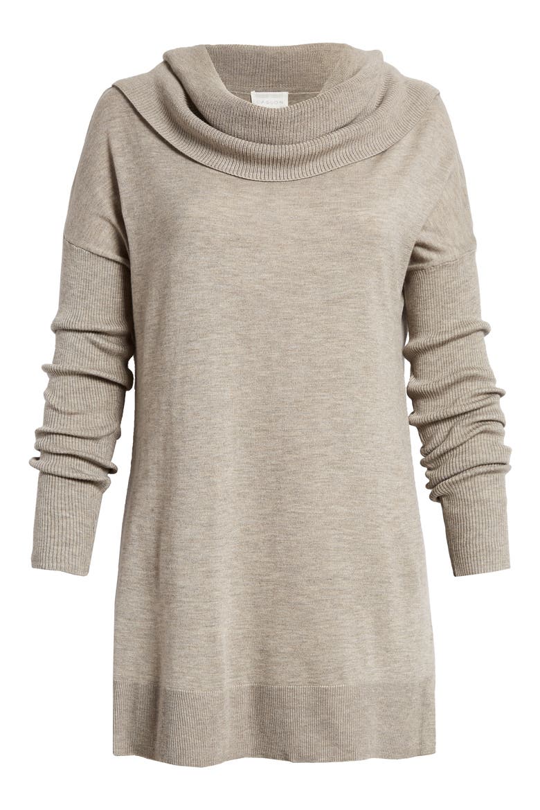 Side Slit Convertible Cowl Neck Tunic, Alternate, color, GREY HEATHER