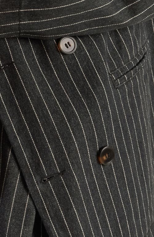 Freemarket Stripe Double Breasted Denim Blazer In Purple