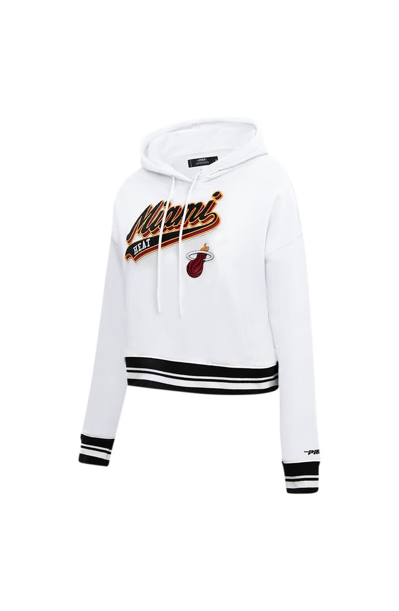 PRO STANDARD Women's Pro Standard White Miami Heat Script Tail Cropped Pullover Hoodie, Alternate, color, White