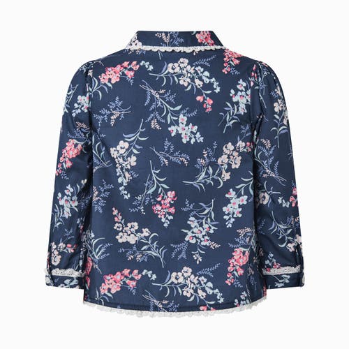 Rachel Riley Rose Frill Blouse In Navy