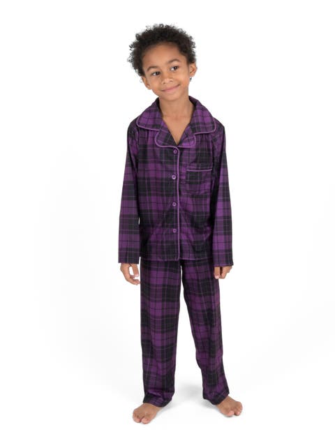Kids Button-Front Flannel Printed Holiday Pajama Set (Toddler, Little Kid & Big Kid)