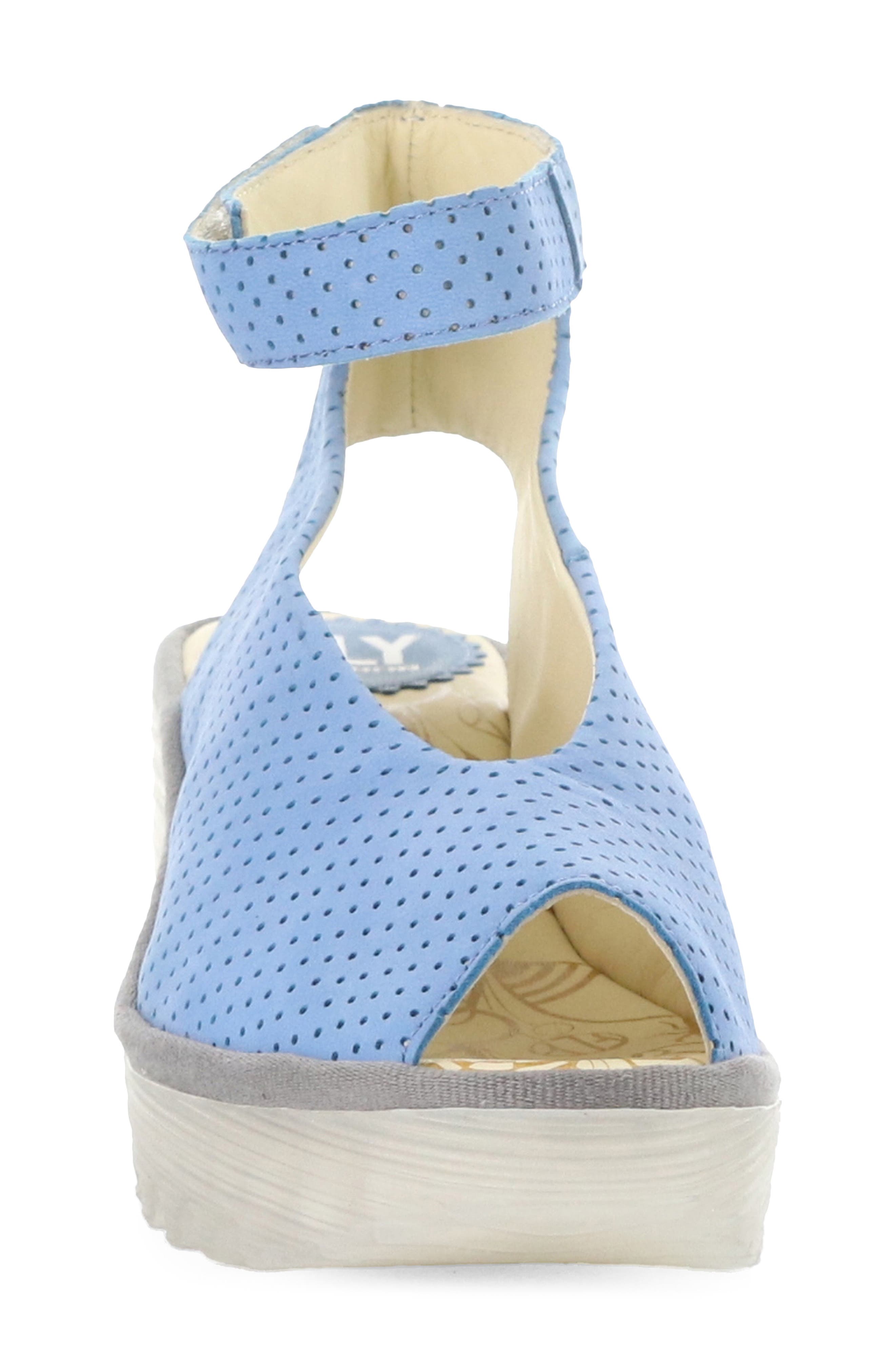'Yala' Perforated Leather Sandal, Alternate, color, LIGHT BLUE