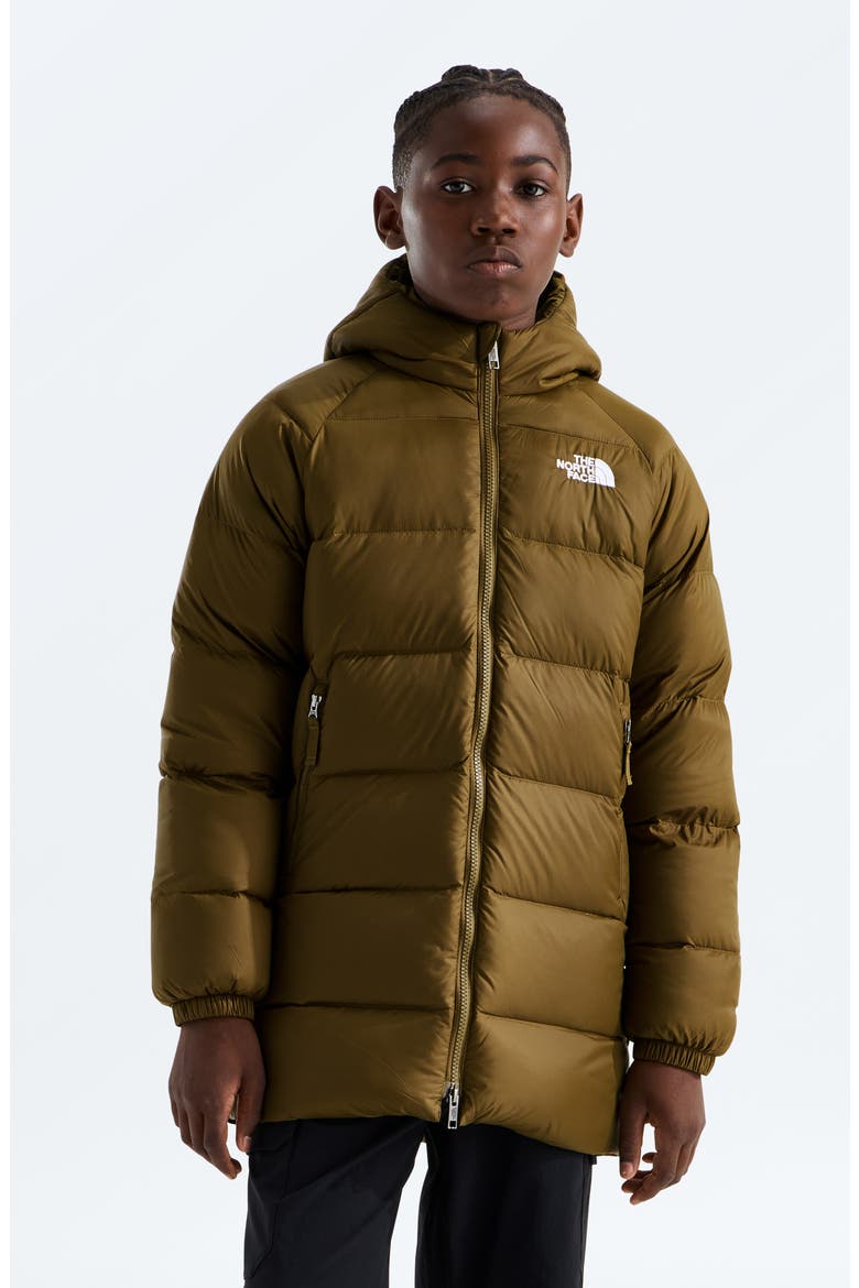 Kids' Hydrenalite 600-Fill-Power Down Hooded Parka, Main, color, CARAWAY SEED