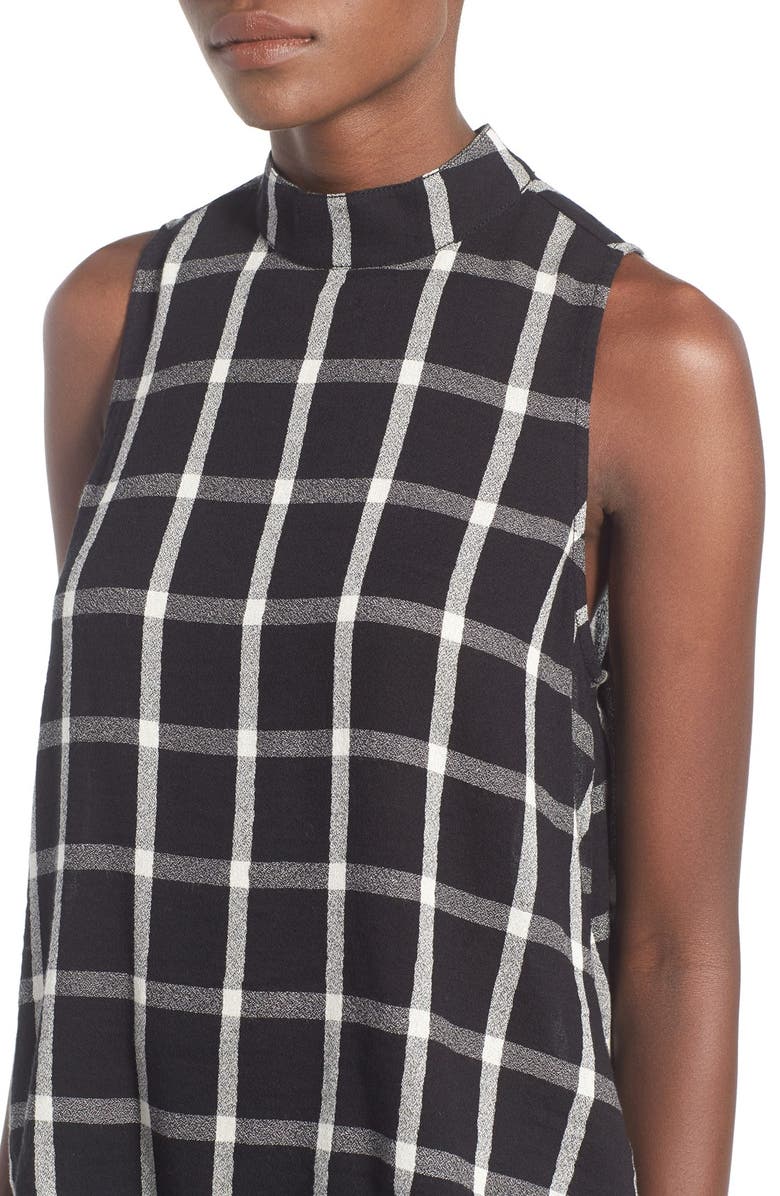 BP. Windowpane Plaid Mock Neck Top, Alternate, color, 