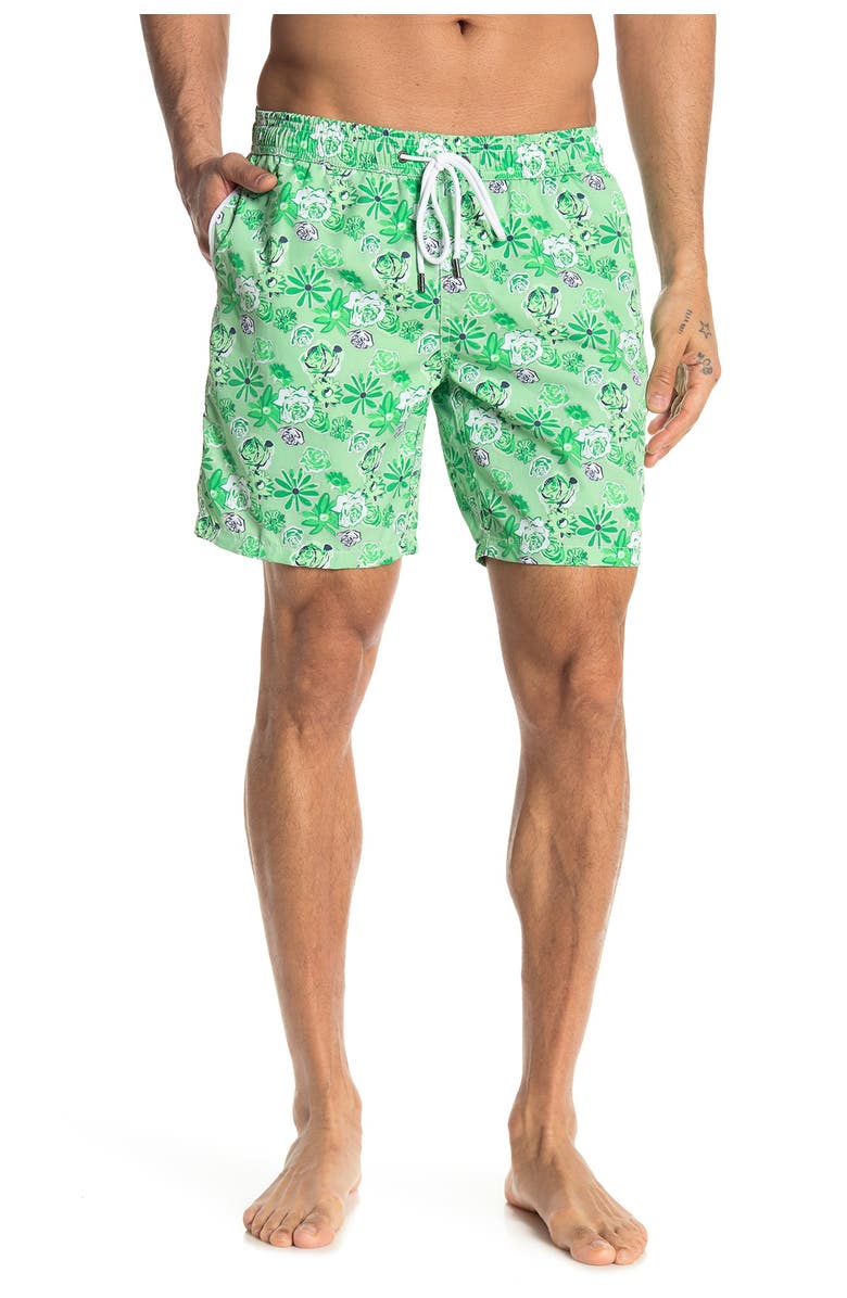 Mr.Swim Floral Print Drawstring Swim Shorts, Alternate, color, 