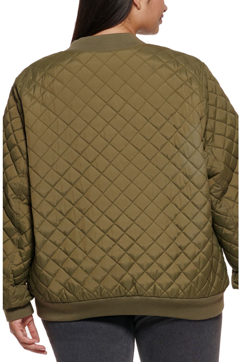 Quilted Water Resistant Bomber Jacket with Faux Shearling Lining, Alternate, color, ARMY GREEN