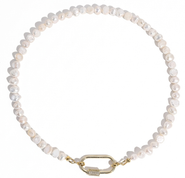 Joey Baby Freshwater Pearl Carabiner Clasp Gold Necklace