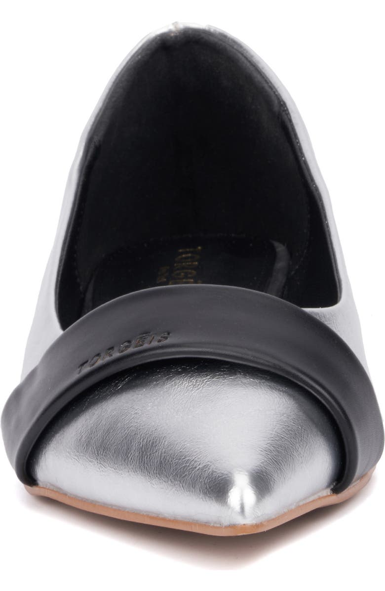 TORGEIS Harriet Pointed Toe Flat, Alternate, color, Silver/ Black