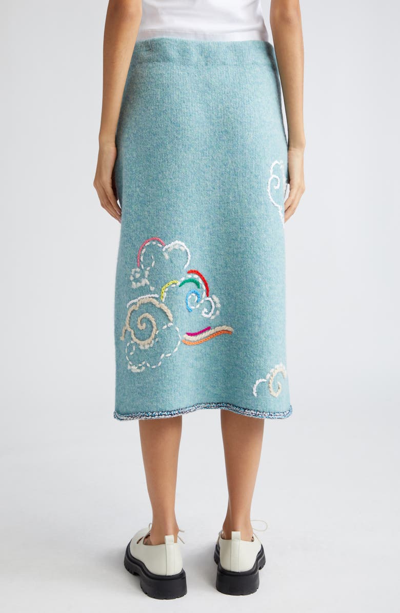 YanYan Cloud Embroidered Wool Blend Skirt, Alternate, color, 