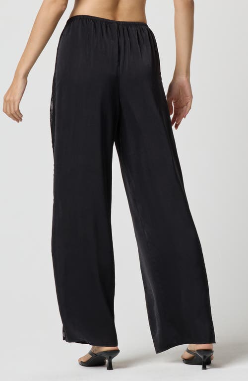 Florence By Mills Lace Trim Satin Pajama Pants In Black