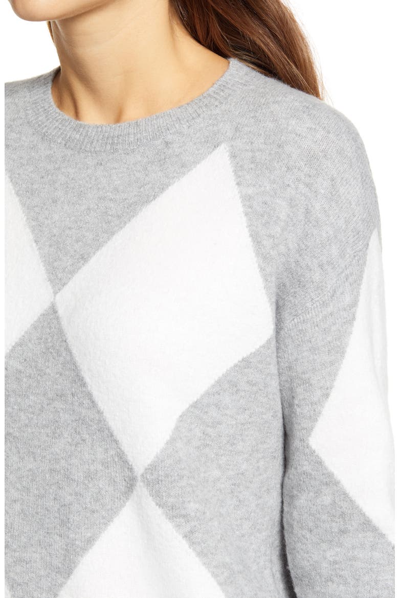 Argyle Sweater, Alternate, color, GREY- IVORY ARGYLE