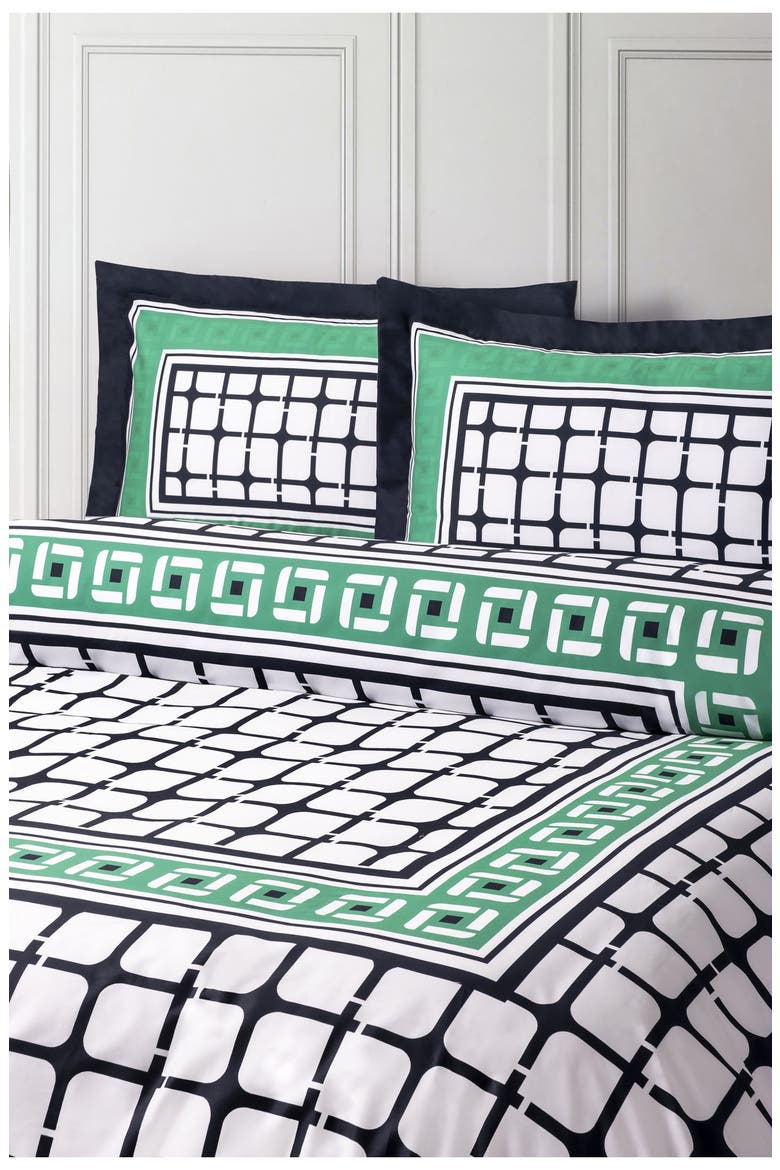 Framed Print Broken Cotton Duvet Cover & Sham Set, Alternate, color, NAVY