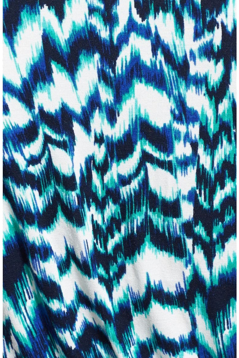 Cap Sleeve Faux Wrap Jersey Maxi Dress, Alternate, color, BLACK/ TURQUOISE PRINT
