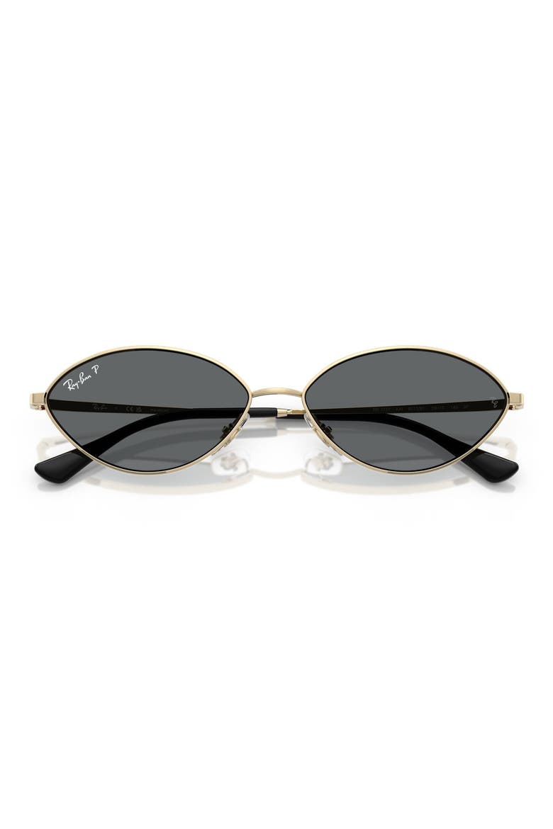 Kai 59mm Polarized Oval Sunglasses, Alternate, color, PALE GOLD / DARK GREY POLAR