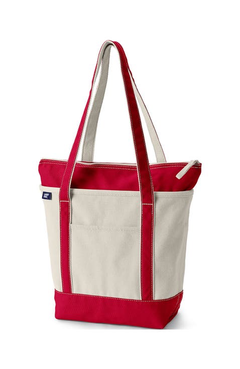 Zip Top Long Handle Canvas Tote Bag