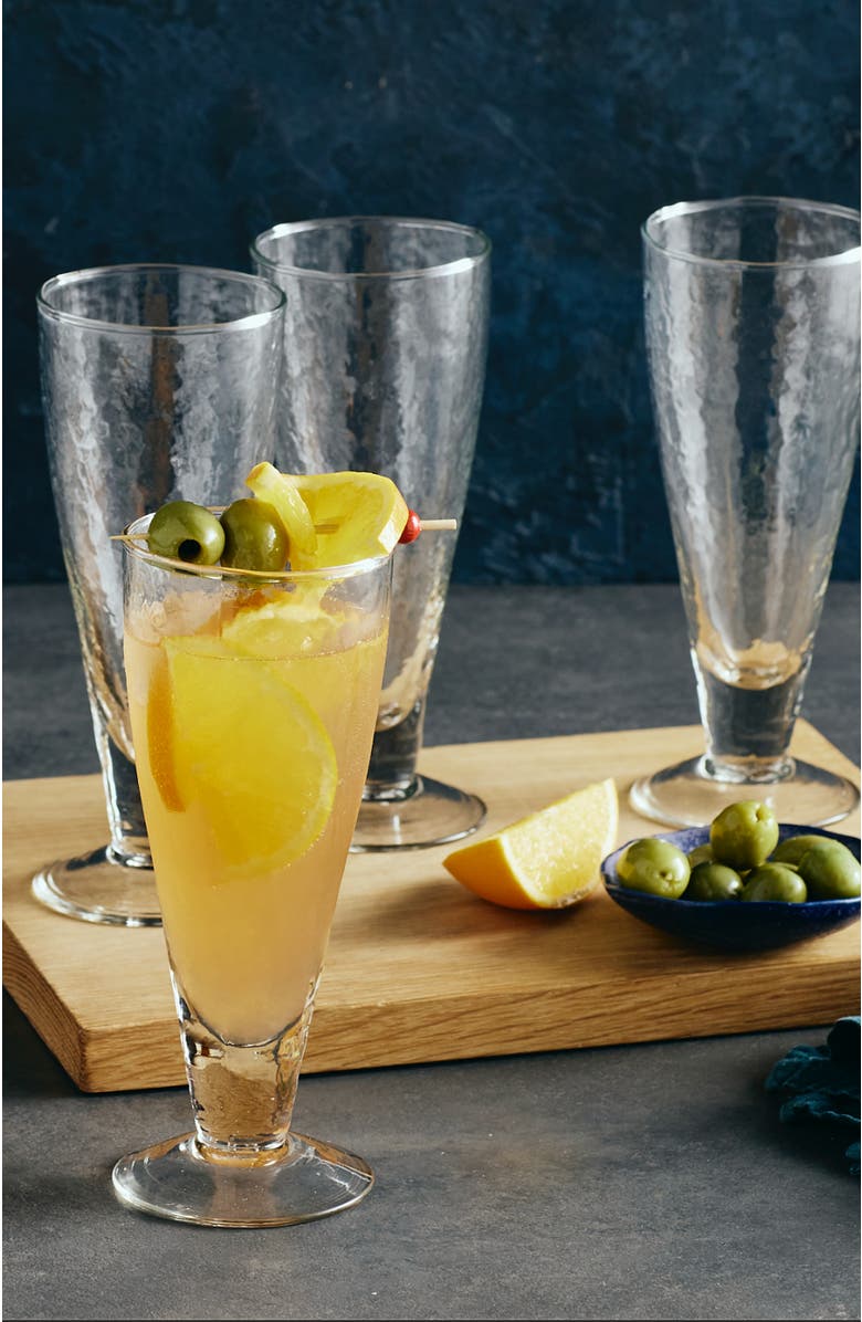 The Collective Home Pebbled Footed Tulip Glass - Set of 4, Alternate, color, Natural