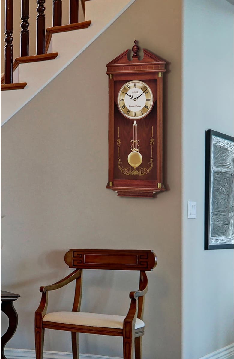 Seiko Regal Oak Pendulum Wall Clock, Alternate, color, Brown