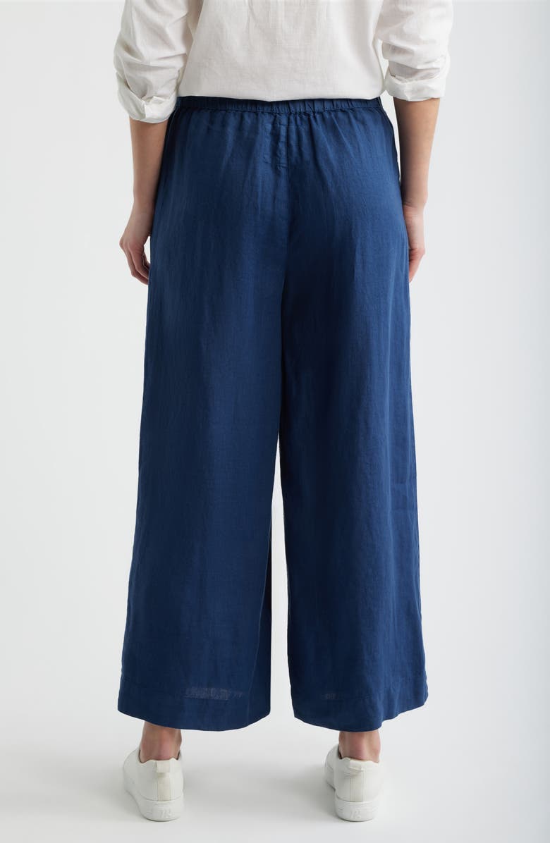 Frank & Eileen Maisie Wide Leg Crop Linen Pants, Alternate, color, Navy