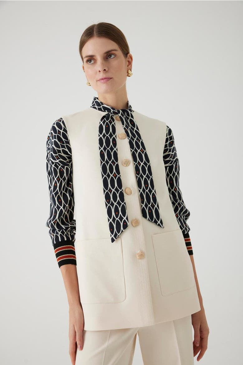 Anisa Buttoned Vest, Alternate, color, Ecru