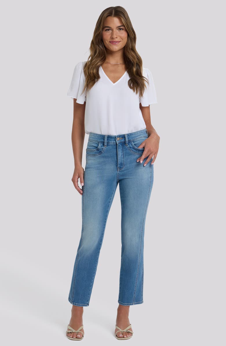 NYDJ Marilyn Paneled High Waist Ankle Straight Leg Jeans, Alternate, color, Port Sea