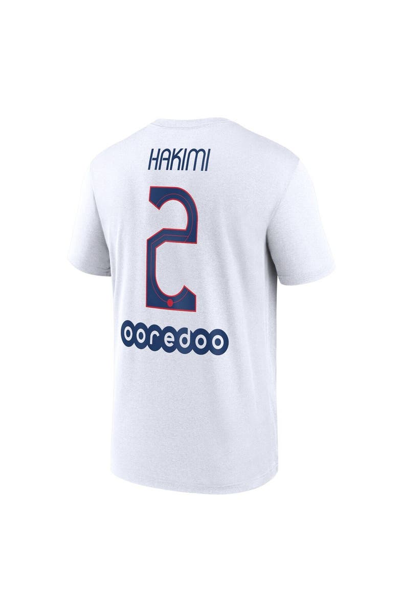 Nike Men's Nike Achraf Hakimi White Paris Saint-Germain Name & Number Fan Top, Alternate, color,